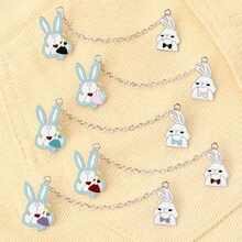 Bộ trâm cài áo dài hình thỏ dễ thương cho nam nữ, ghim tráng men động vật, huy hiệu áo khoác jeans chất lượng cao, quà tặng trang sức tình bạn - Nhiều màu - Xem 12