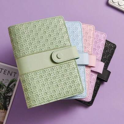 A6 PU Leather Binder 6-Ring Notebook, Stylish Design, Personal Notebook Binder Cover, With Magnetic Buckle Seal, Can Be Used For Cash Budget Storage Shell, Album Shell Back To School