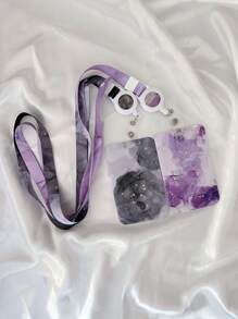 1pc Marble Pattern Card Holder With Retractable Lanyard Set, For Id Card, Work Card, Mobile Phone, Doctor & Nurse Badge, Abs Case With Double-Printed Polyester Neck Strap Without Choking,School Supplies,Back To School - Multicolor - View 11
