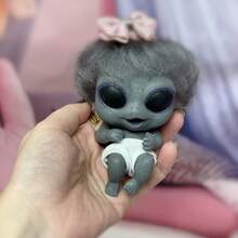 1 个 11 厘米迷你手掌外星人硅胶重生娃娃，全柔软固体硅胶重生娃娃，栩栩如生的可爱重生娃娃，生日礼物 - 彩色 - 查看 11