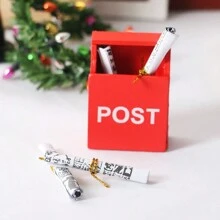 1:12 Scale Miniature Christmas Gift Chair Toys, Vintage Wooden Rocking Chair Decor, Christmas Ornament, Tabletop Figurine, Window Display Accessory