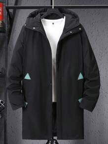 Herren Große Größen Kapuzenparka mit Wattierung, mittlere Länge