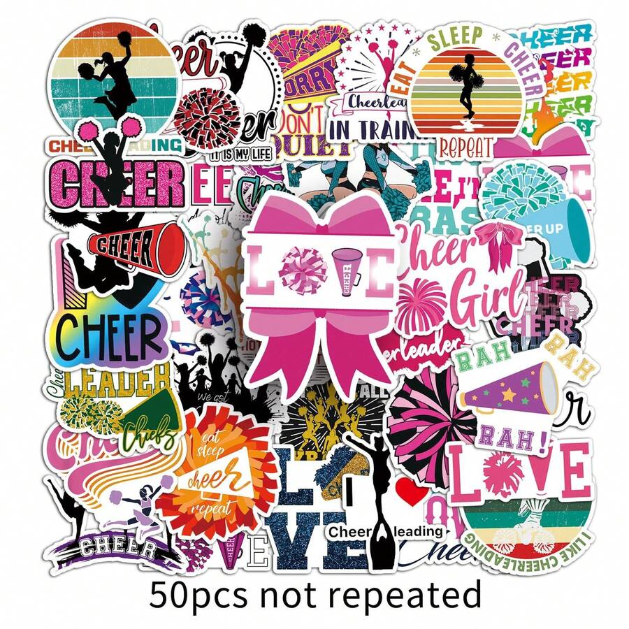 50pcs Cheer Graffiti Stickers For Water Bottle, Luggage, Scrapbooking - Light Grey - View 1