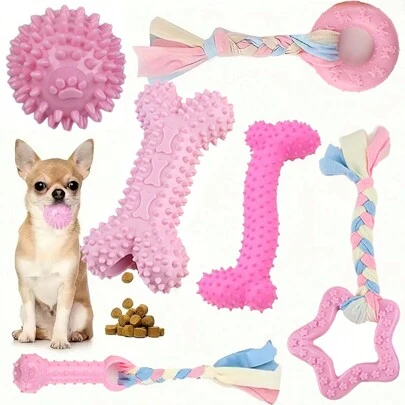 6pcs/12pcs Pack Dog Chew Toys Set, Pet Dental Toys, Rubber Teeth Cleaning Toys, Interactive & Anxiety Relief Pet Activity Accessories, Suitable For Medium/Small Cats & Dogs