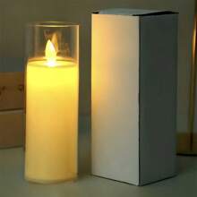 3pcs 2.16ft Flat Mouth Bullet Electronic Candle For Festival Wedding, Flashing Flameless Candle Battery Powered Candle Birthday Party Decoration Ornament Light