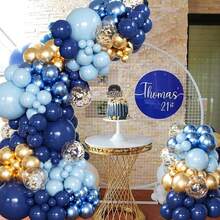 127 个海军蓝和金色金属乳胶气球，适用于生日派对、婚礼、毕业典礼、新娘送礼会、周年纪念、派对、婴儿送礼会、聚会、家居装饰、房间装饰、照片背景、新年、情人节、圣诞节 - 多色 - 查看 8