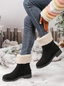 Nowe damskie buty zimowe z imitacją futra, wykonane z wysokiej jakości skóry zamszowej, oddychające, z gumową podeszwą, która jest antypoślizgowa i lekka