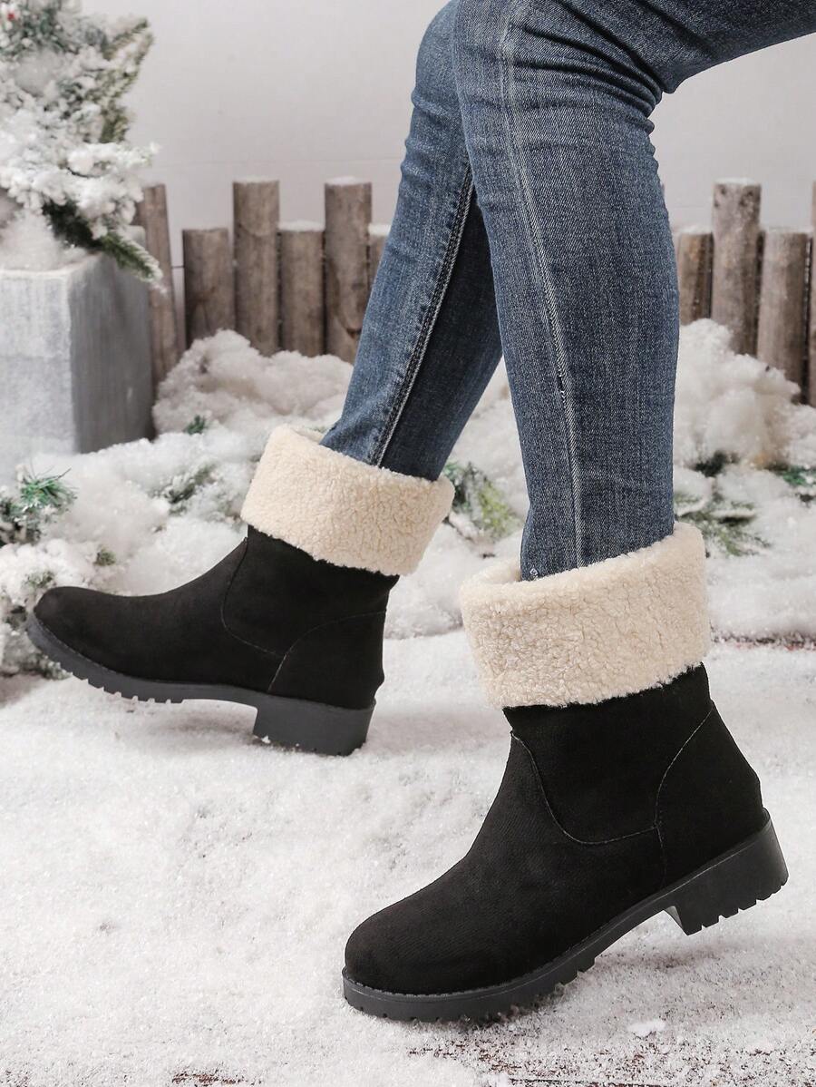 Nowe damskie buty zimowe z imitacją futra, wykonane z wysokiej jakości skóry zamszowej, oddychające, z gumową podeszwą, która jest antypoślizgowa i lekka