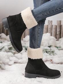 Nowe damskie buty zimowe z imitacją futra, wykonane z wysokiej jakości skóry zamszowej, oddychające, z gumową podeszwą, która jest antypoślizgowa i lekka