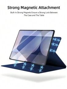 DANYCASE 超薄保护壳适用于三星 Galaxy Tab S10 Ultra 2024/ S9 Ultra 2023 14.6 英寸多角度组合保护套，带口袋自动睡眠/唤醒 - 藏蓝色 - 查看 2