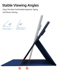 DANYCASE 超薄保护壳适用于三星 Galaxy Tab S10 Ultra 2024/ S9 Ultra 2023 14.6 英寸多角度组合保护套，带口袋自动睡眠/唤醒 - 藏蓝色 - 查看 4