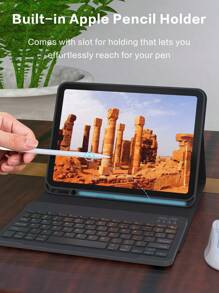 Keyboard Protective Case With Detachable Wireless Bluetooth Keyboard & Mouse Set, Built-In 150mAh Battery, Compatible With IPad, Includes Apple Pencil Slot, Suitable For IPad 5/6/7/8/9/10 & Air 3/4/5/6 (10.2/10.5/10.9/11 Inch) - Black - Black Keyboard+Mouse Set - View 6