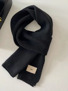 Lenço Tricotado Coreano Cor Sólida Imitação de Cashmere de Borda Dupla Grosso e Quente Xale Lenço para Mulheres e Homens