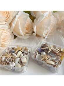 1 pudełko losowy zestaw do robótek ręcznych z muszli morskich, marzycielski styl oceaniczny DIY koraliki materiały, ręcznie robione materiały do wyrobu biżuterii, dekoracje akwarium wystrój domu, piękny prezent dla rodziny i przyjaciół (około 37 g na pudełko)