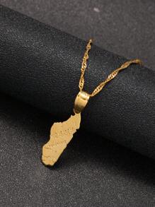 1pc Fashion Personalized Map Pendant Necklace Suitable For Male And Female Couple Jewelry Gifts