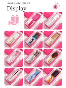 Exquisite Hairbrush Gift Box2/3Pcs/Set,Gift Set Curl Fluffy Styling Comb,Straightener Comb,Paddle Brush,Bristle Brush,V-Shaped Straight Comb,Neem Wood Comb,Curly Hair Brush,Detangler Brush Wet,Detangler Hairbrush Set,Mist Spray Bottle For Mother'S Day, Valentine'S Day, Birthday, Party Gift, And All Kinds Of Holiday Celebration,Hair Comb Set Gift Box Valentine's Day Gift For Girlfriend - Multicolor - View 6