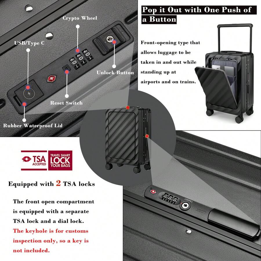 Sea Choice Hand Luggage Hard Shell Suitcase Trolley Travel Suitcase