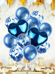 kumozawa 12pcs Heart Shaped Metal Balloons Gift Set (No Straw Included) - Blue - View 5
