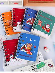 2 quyển sổ tay lật Giáng sinh A7 màu sắc và thiết kế ngẫu nhiên, sổ ghi chép bỏ túi di động cho học sinh, sổ nhật ký văn phòng, quà tặng Giáng sinh - Nhiều màu - Xem 1