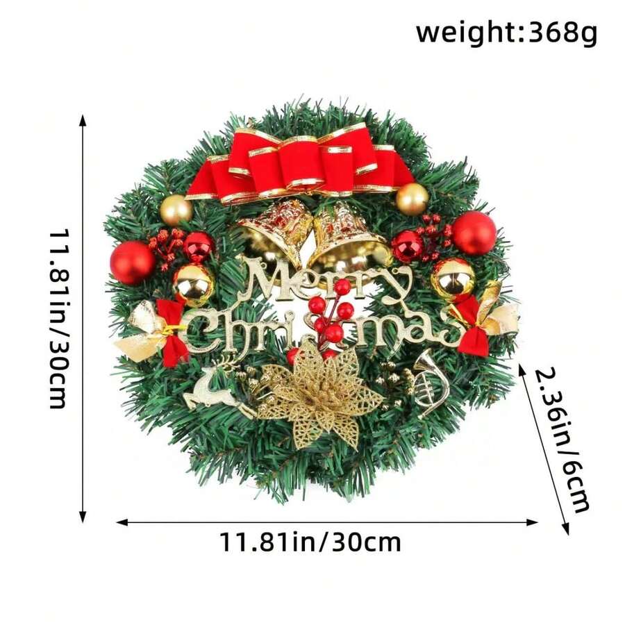 Premium Christmas New Year Decor Wreath Series – Floral Circle For Window Display, Door Hanger, And Venue Decoration With Vines - 2 cái chuông - Xem 1