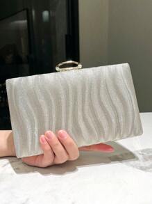1 chiếc túi cầm tay vuông cứng màu sâm panh sáng bóng dành cho nữ, thích hợp cho những dịp trang trọng như tiệc, đám cưới, tiệc tùng, túi xách thời trang, túi đeo chéo có dây xích, túi cô dâu mới - Rượu sâm banh - Xem 1