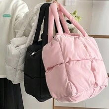 NYXIA 秋冬简约柔软绗缝单肩包，休闲纯色大容量手提包，女士手提包，适合学校、大学、度假、旅行 - 彩色 - 查看 4