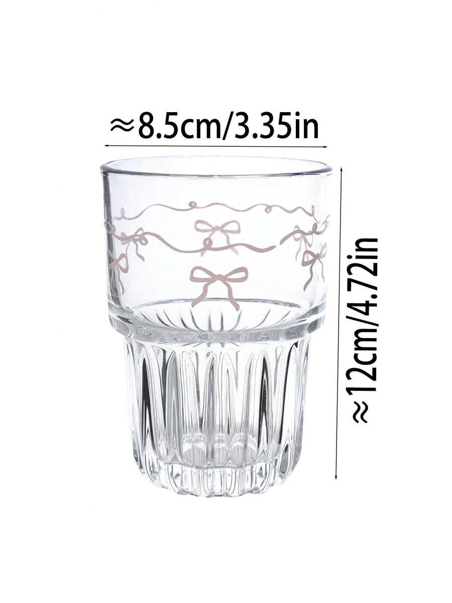 1pc Cartoon Ins Style Pink Bow Glass Cup, Girly Iced Tea/Juice Cup