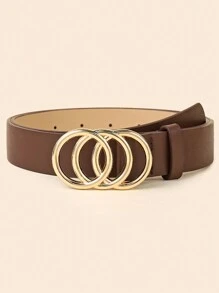 2-Piece Set Of Fashionable Metal Buckle Decoration For Women's Casual And Versatile PU Belt Summer, School Fall, Autumn, Halloween