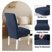 Ystyle Chair Covers With Backrest 4/6 Pieces, Kitchen Chair Covers, Stretch Chair Cover, Universal Dining Room Chair Covers, Washable Removable, Easy To Clean - Navy Blue - View 4