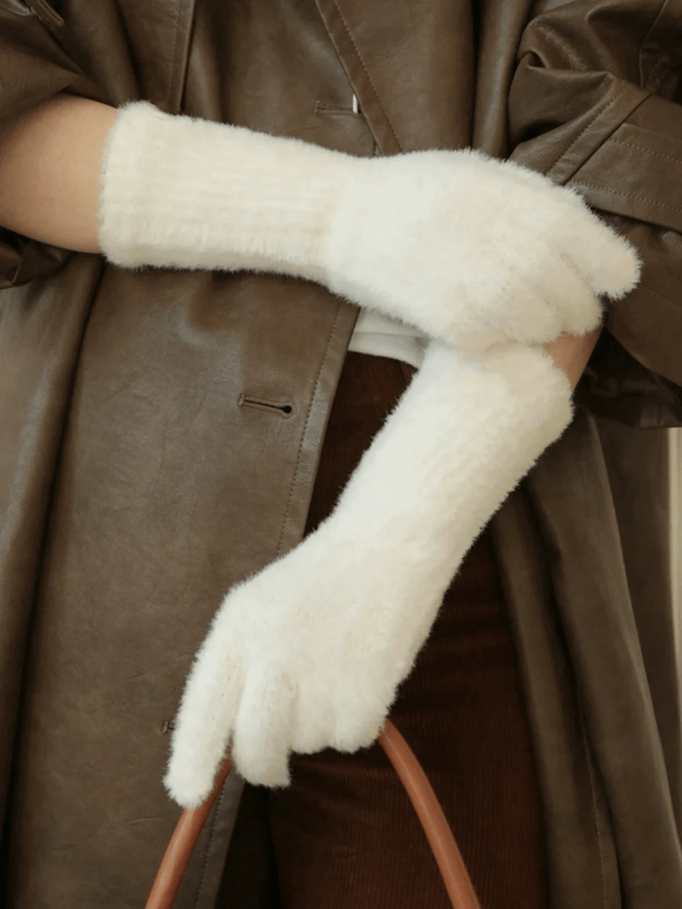 1 双女士优雅纯色触屏毛绒衬里保暖手套，适合秋冬季、露营徒步、户外运动、滑雪、骑自行车、冬季手套 - 彩色 - 查看 1