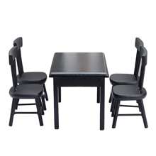 5pcs 1:12 Scale Dollhouse Furniture Miniatures Dining Table & Chairs Set, DIY Kitchen Accessories Kit In White, Black And Natural Wood Color, Wooden Craft Decor, Birthday Gift - Multicolor - View 11