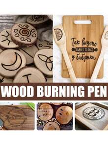 3 chiếc bút đốt, đế lót ly bằng gỗ pyrography, thớt cắt, bút đốt tự thiết kế, quà tặng tốt nhất - Nhiều màu - Xem 7