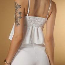 Women's Set Shorts + Cropped Top Ruffle - 白色 - 查看 6