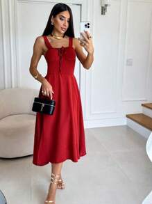 Romantic Midi Dress - 紅色 - 查看 3