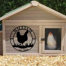 1 件定制金属鸡舍标牌、金属鸡舍徽标、趣味鸡舍装饰、农舍墙壁装饰、鸡舍装饰、金属工艺品、鸡徽标 - 黑色 - 查看 6