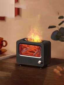 火焰效果超声波加湿器带精油扩散器，静音运行，带无线扬声器功能，带彩色夜灯，260 毫升/小时香薰喷雾器，USB/电池供电≤36V，带可充电锂电池，适用于<10 平方米的区域，按钮控制，顶部填充设计 - 彩色 - 查看 3