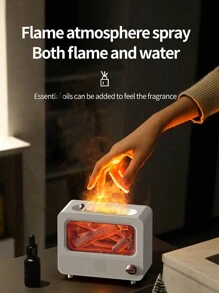 火焰效果超声波加湿器带精油扩散器，静音运行，带无线扬声器功能，带彩色夜灯，260 毫升/小时香薰喷雾器，USB/电池供电≤36V，带可充电锂电池，适用于<10 平方米的区域，按钮控制，顶部填充设计 - 彩色 - 查看 5