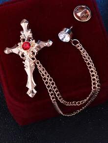 1 chiếc trâm cài áo thánh giá dành cho nam có dây tua rua, phụ kiện trâm cài ve áo trang trọng - Nhiều màu - Xem 2