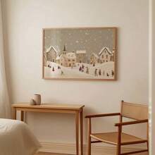 1pc Unframed Winter Snowy Village Town Christmas Holiday Poster Abstract Landscape Art Xmas Festival Canvas Painting Print Rustic Minimalist Wall Picture For Dorm,Apartment,Living Room,Bedroom,Home Decoration,Farmhouse Decor Christmas Decoration XMAS Decor Christmas Tree Gift Decor Thanksgiving Wedding Home Decor Home Decor Fall Decor Autumn Decor Birthday Decorations For Gifts Party Supplies Indoor Holiday Festival Decor Halloween Decor Wall Decor Halloween Ornaments - Multicolor - View 3