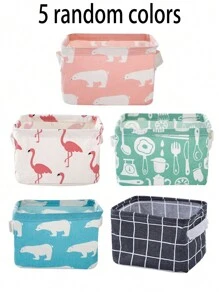 5/3/1pc Clothes Storage Basket, Wardrobe Organizer, Washable Fabric Storage Bag, Desktop Storage Basket, Office Desk Organizer, Foldable Debris Storage Basket With Handle, Cosmetic Storage Box, Home Organization, Foldable Fabric Storage Basket, Makeup Organizer Basket, Patterned Cosmetic & Miscellaneous Storage Basket