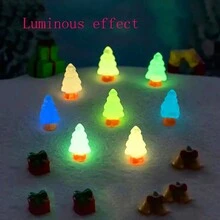 8/16/24 件发光迷你树树脂雕塑，8 色夜光树脂圣诞树小雕像，微型发光植物装饰用于花园仙女苔藓玻璃容器，适合派对、节日桌面和节日装饰、室内外使用、汽车和花园、苔藓水族馆、童话花园主题（无需电力） - 彩色 - 查看 6