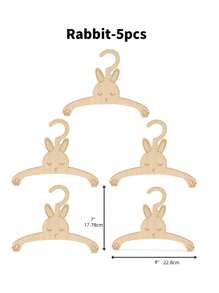 Juego de 5 perchas de madera para ropa de niños con patrón de animales de dibujos animados, accesorios creativos de decoración del hogar DIY para la habitación de los niños, ideal para San Valentín - Multicolor - Ver 4