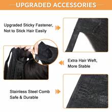 30 Inch Mixed Brown Kinky Straight Ponytail Extensions Long Hair Wrap Around Pony Tails Hair Extensions For Women Daily & Party Use - Brown Highlight - View 8