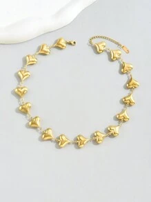 LIEBEIRIS 1pc 18k Gold Plated Hollow Heart-Shaped Necklace For Daily Wear
