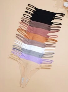 20 Pcs Seamless Thong Set ,Sexy Women's Panties, Low Waisted Thong ,Pure Color Panties - 彩色 - 查看 5