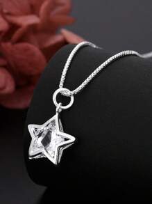 925 Silver Star Point Of Light Necklace - Bạc - Xem 6