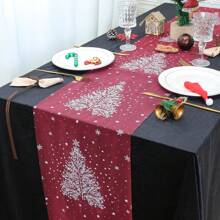 1 卷 11"X108" 透明桌旗，圣诞节和新年装饰桌旗，欧根纱金色圣诞桌旗，适合家庭、婚礼、派对、宴会、圣诞餐桌中心装饰（多种颜色可选） - 彩色 - 查看 10