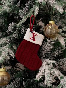 1件 26个字母白色组合雪花爪印装饰针织圣诞袜圣诞树垂饰羊毛字母袜装饰品节日餐桌装饰家居装饰圣诞装饰品家居圣诞礼物圣诞装饰 - 多色 - 查看 26