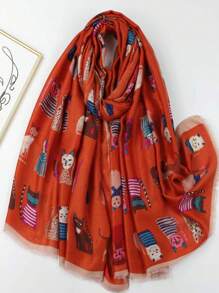 1pc Cat Print Scarf Wrap Shawl - Multicolor - View 15