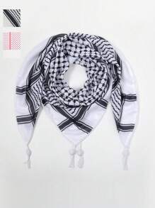 1 件印花 Alpha X 珠饰设计阿拉伯头巾，迪拜风格沙漠披肩围巾